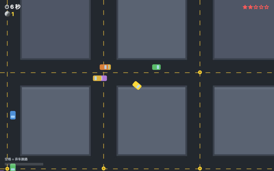 逃跑公路 城市版 2D 的顶视角画面